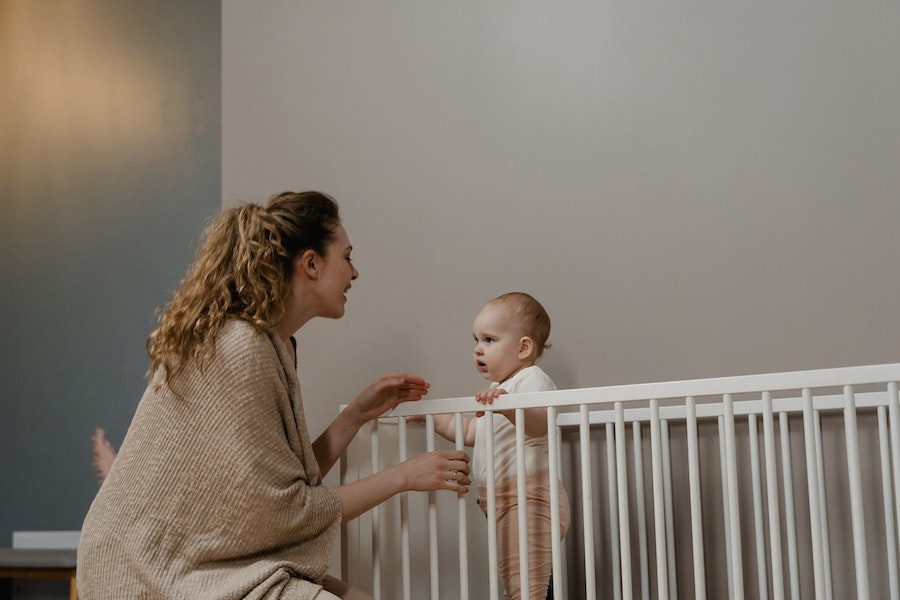 Mom and toddler in nursery