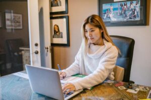 Girl at computer learning