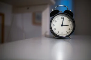 Alarm clock on a table